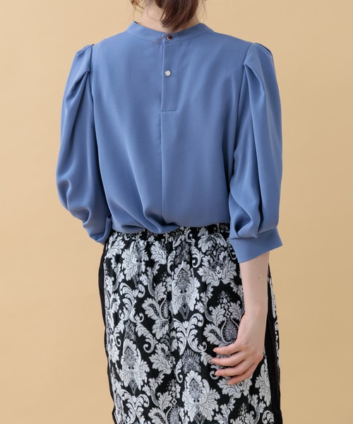 Paradise Picnic(パラダイスピクニック)の「ツイルスタンドカラーブラウス(シャツ/ブラウス・レディース・ブルー/グレー/グレイッシュベージュ・FREE)」の12枚目の写真