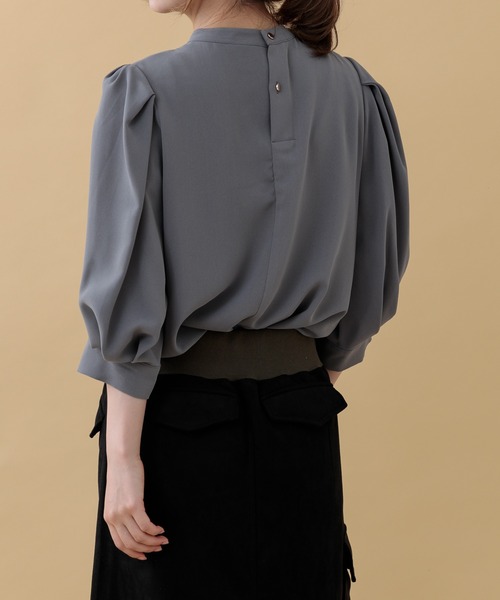 Paradise Picnic(パラダイスピクニック)の「ツイルスタンドカラーブラウス(シャツ/ブラウス・レディース・ブルー/グレー/グレイッシュベージュ・FREE)」の20枚目の写真