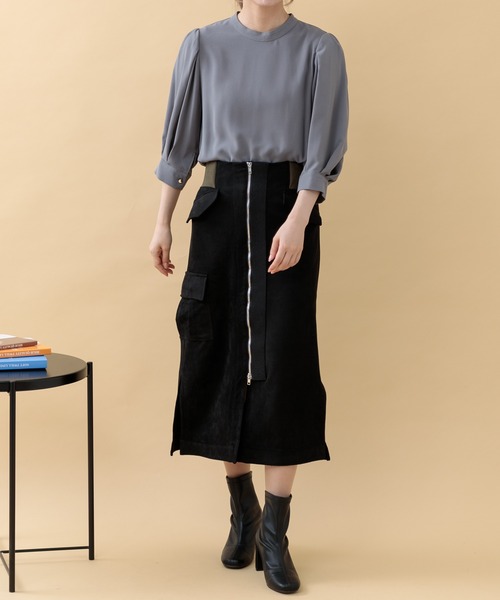 Paradise Picnic(パラダイスピクニック)の「ツイルスタンドカラーブラウス(シャツ/ブラウス・レディース・ブルー/グレー/グレイッシュベージュ・FREE)」の16枚目の写真