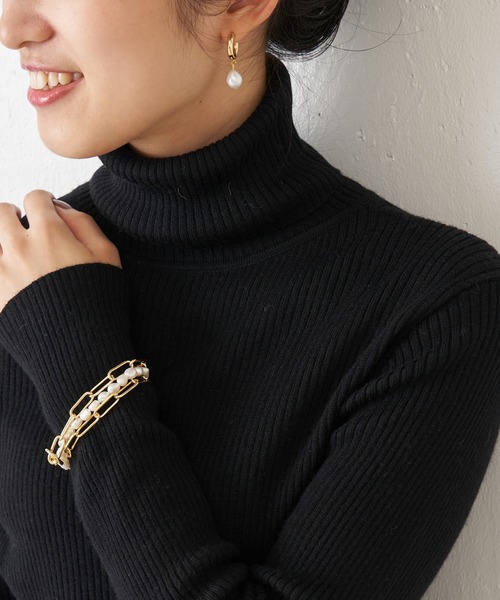 BEARDSLEY（ビアズリー）の「【Colorer./クロレ】淡水パールピアス：オケージョンに普段に便利（ピアス（両耳用）・レディース・ゴールド・FREE）」の4枚目の写真