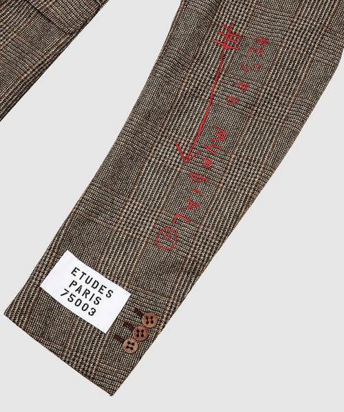 ETUDES(エチュード)の「PLANE RESPO CHECK BLACK BROWN(テーラードジャケット・メンズ・ブラウン・46/48)」の6枚目の写真