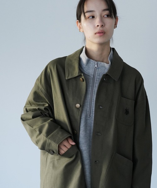 U.S. POLO ASSN.（ユーエスポロアッスン）の「U.S. POLO ASSN. / ユーエスポロアッスン 別注 コラボ  コットン ワーク カバーオール（カバーオール・メンズ・カーキ/ブラック/チャコールグレー/ベージュ・LARGE/MEDIUM）」の4枚目の写真