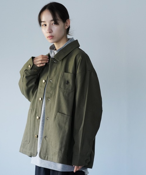 U.S. POLO ASSN.（ユーエスポロアッスン）の「U.S. POLO ASSN. / ユーエスポロアッスン 別注 コラボ  コットン ワーク カバーオール（カバーオール・メンズ・カーキ/ブラック/チャコールグレー/ベージュ・LARGE/MEDIUM）」の16枚目の写真