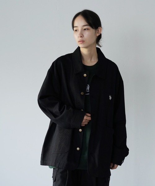 U.S. POLO ASSN.（ユーエスポロアッスン）の「U.S. POLO ASSN. / ユーエスポロアッスン 別注 コラボ  コットン ワーク カバーオール（カバーオール・メンズ・カーキ/ブラック/チャコールグレー/ベージュ・LARGE/MEDIUM）」の6枚目の写真