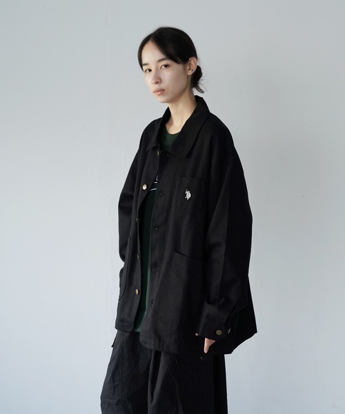 U.S. POLO ASSN.（ユーエスポロアッスン）の「U.S. POLO ASSN. / ユーエスポロアッスン 別注 コラボ  コットン ワーク カバーオール（カバーオール・メンズ・カーキ/ブラック/チャコールグレー/ベージュ・LARGE/MEDIUM）」の7枚目の写真