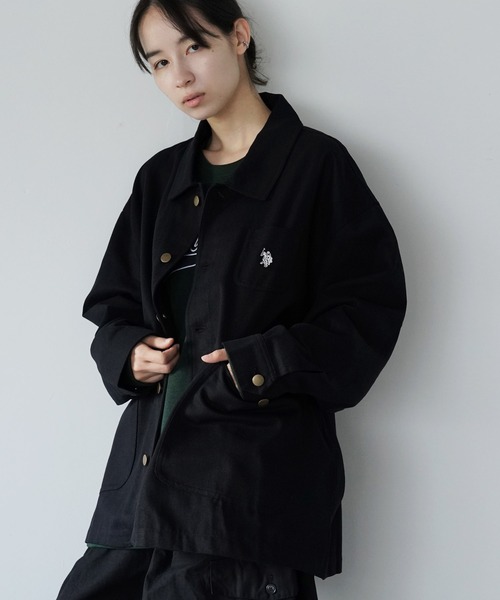 U.S. POLO ASSN.（ユーエスポロアッスン）の「U.S. POLO ASSN. / ユーエスポロアッスン 別注 コラボ  コットン ワーク カバーオール（カバーオール・メンズ・カーキ/ブラック/チャコールグレー/ベージュ・LARGE/MEDIUM）」の5枚目の写真