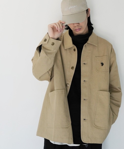 U.S. POLO ASSN.（ユーエスポロアッスン）の「U.S. POLO ASSN. / ユーエスポロアッスン 別注 コラボ  コットン ワーク カバーオール（カバーオール・メンズ・カーキ/ブラック/チャコールグレー/ベージュ・LARGE/MEDIUM）」の20枚目の写真