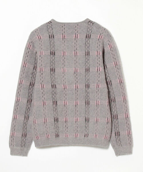 BEAMS PLUS / 9ゲージ モヘヤ ジャカード チェック カーディガン