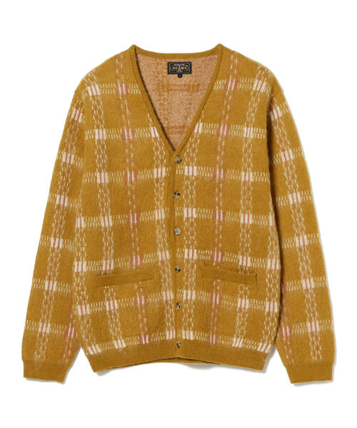 BEAMS PLUS / 9ゲージ モヘヤ ジャカード チェック カーディガン BEAMS PLUS / 9ゲージ モヘヤ ジャカード チェック カーディガン