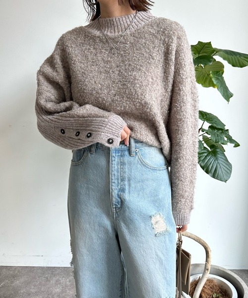 DouDou(ドゥドゥ)の「【WEB限定】リングヤーンドルマンプルオーバー(ニット/セーター・レディース・チャコールグレー/アイボリー/ベージュ・FREE)」の2枚目の写真