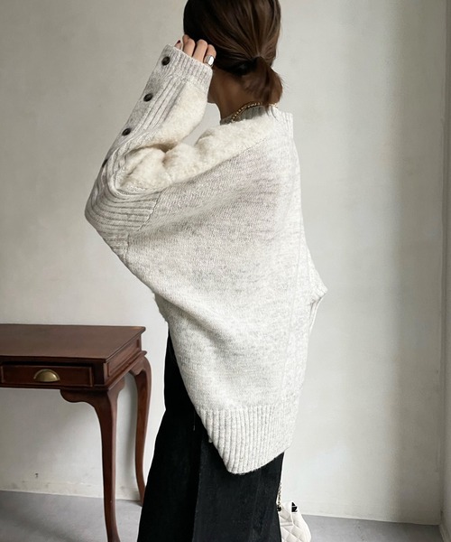 DouDou(ドゥドゥ)の「【WEB限定】リングヤーンドルマンプルオーバー(ニット/セーター・レディース・チャコールグレー/アイボリー/ベージュ・FREE)」の18枚目の写真