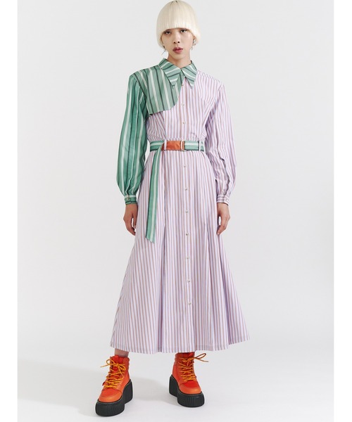 PAMEO POSE（パメオポーズ）の「Chimera Shirts Dress（ワンピース・レディース・スカイブルー/グリーン/パープル・FREE）」の4枚目の写真