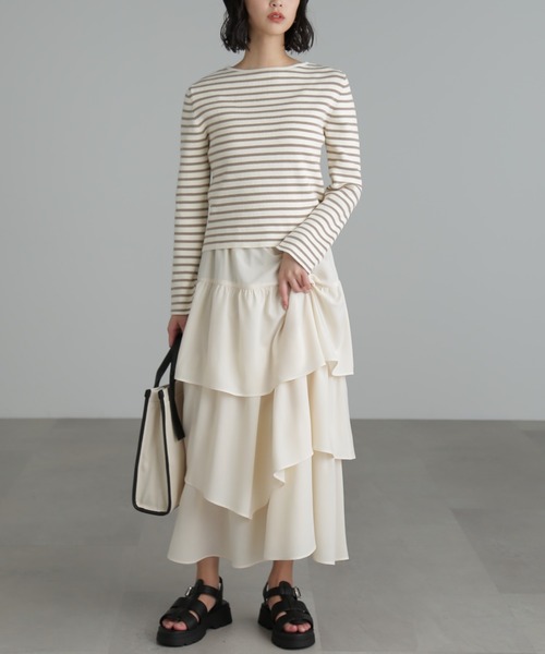 FREE'S MART（フリーズマート）の「【3サイズ展開XS-M】ランダムティアードスカート【低身長サイズ有】（スカート・レディース・ブラック/ホワイト/ピンク/オレンジ・X-SMALL/SMALL/MEDIUM）」の9枚目の写真