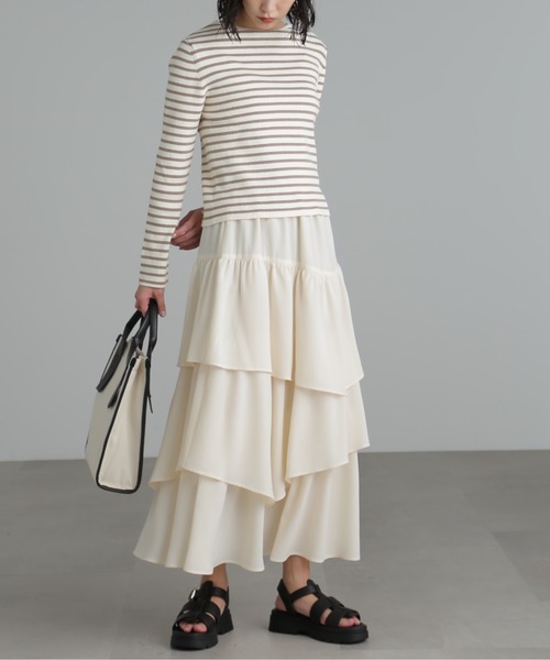 FREE'S MART（フリーズマート）の「【3サイズ展開XS-M】ランダムティアードスカート【低身長サイズ有】（スカート・レディース・ブラック/ホワイト/ピンク/オレンジ・X-SMALL/SMALL/MEDIUM）」の10枚目の写真