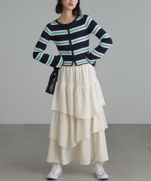 FREE'S MART（フリーズマート）の「【3サイズ展開XS-M】ランダムティアードスカート【低身長サイズ有】（スカート・レディース・ブラック/ホワイト/ピンク/オレンジ・X-SMALL/SMALL/MEDIUM）」の11枚目の写真