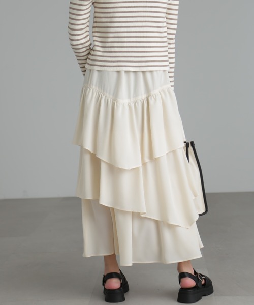 FREE'S MART（フリーズマート）の「【3サイズ展開XS-M】ランダムティアードスカート【低身長サイズ有】（スカート・レディース・ブラック/ホワイト/ピンク/オレンジ・X-SMALL/SMALL/MEDIUM）」の14枚目の写真