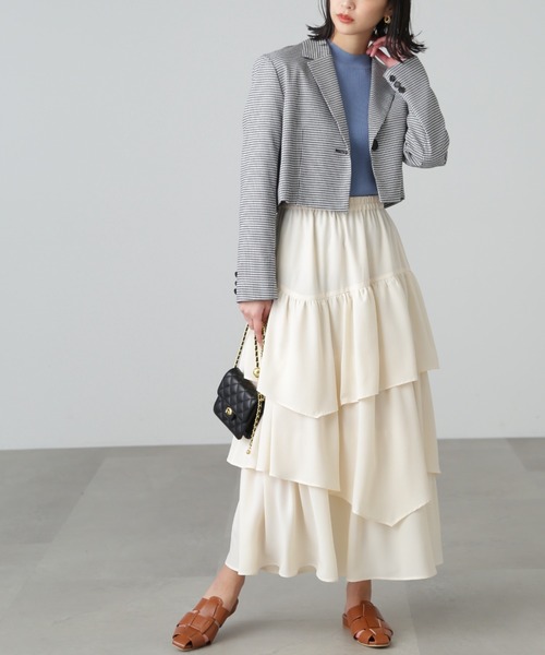 FREE'S MART（フリーズマート）の「【3サイズ展開XS-M】ランダムティアードスカート【低身長サイズ有】（スカート・レディース・ブラック/ホワイト/ピンク/オレンジ・X-SMALL/SMALL/MEDIUM）」の20枚目の写真