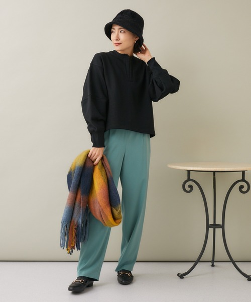 KATHARINE ROSS（キャサリンロス）の「【KATHARINE ROSS】ベルトVスリット タックストレートパンツ（スラックス・レディース・グリーン/チャコールグレー・MEDIUM）」の11枚目の写真