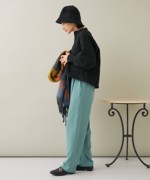 KATHARINE ROSS（キャサリンロス）の「【KATHARINE ROSS】ベルトVスリット タックストレートパンツ（スラックス・レディース・グリーン/チャコールグレー・MEDIUM）」の12枚目の写真