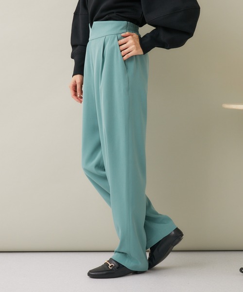 KATHARINE ROSS（キャサリンロス）の「【KATHARINE ROSS】ベルトVスリット タックストレートパンツ（スラックス・レディース・グリーン/チャコールグレー・MEDIUM）」の17枚目の写真