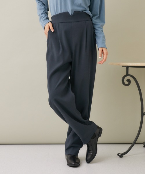 KATHARINE ROSS（キャサリンロス）の「【KATHARINE ROSS】ベルトVスリット タックストレートパンツ（スラックス・レディース・グリーン/チャコールグレー・MEDIUM）」の10枚目の写真