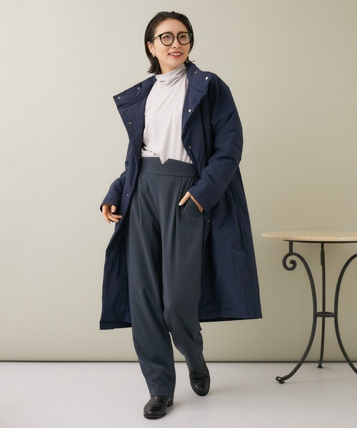 KATHARINE ROSS（キャサリンロス）の「【KATHARINE ROSS】ベルトVスリット タックストレートパンツ（スラックス・レディース・グリーン/チャコールグレー・MEDIUM）」の5枚目の写真