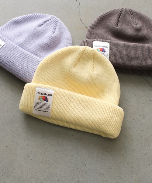FRUIT OF THE LOOM（フルーツオブザルーム）の「SHORT WACH / ペールトーン / ニット帽 / カジュアル  / ユニセックス / ロゴ / 厚手（ニットキャップ/ビーニー・メンズ・オフホワイト/パープル/イエロー・FREE）」の8枚目の写真