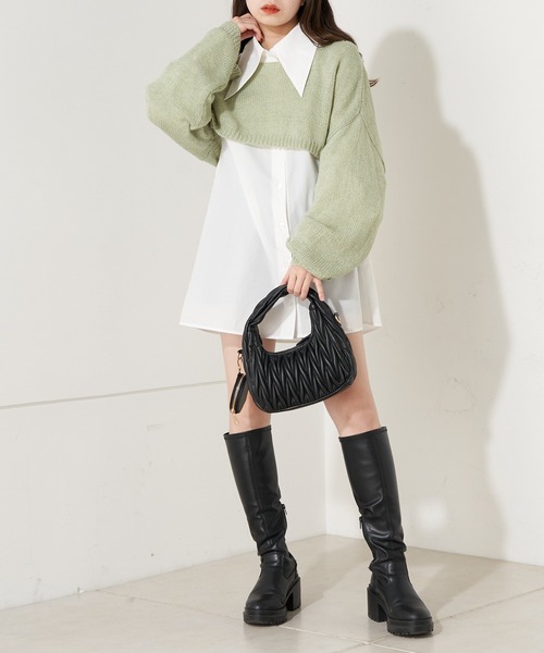 Chico(チコ)の「チュニックシャツ+短丈シアーニットSET(シャツ/ブラウス・レディース・ホワイト系その他2/ホワイト系その他3/ミント・FREE)」の13枚目の写真