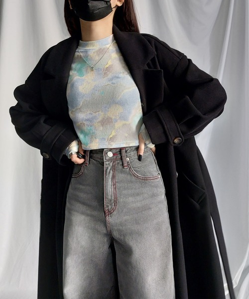 me+em select(ミームセレクト)の「ジェムストーンマーブルショートトップス / gem stone marble short tops 【 韓国製 】(Tシャツ/カットソー・レディース・ブルー/カーキ/ピンク・FREE)」の7枚目の写真