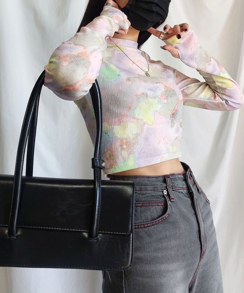 me+em select(ミームセレクト)の「ジェムストーンマーブルショートトップス / gem stone marble short tops 【 韓国製 】(Tシャツ/カットソー・レディース・ブルー/カーキ/ピンク・FREE)」の16枚目の写真