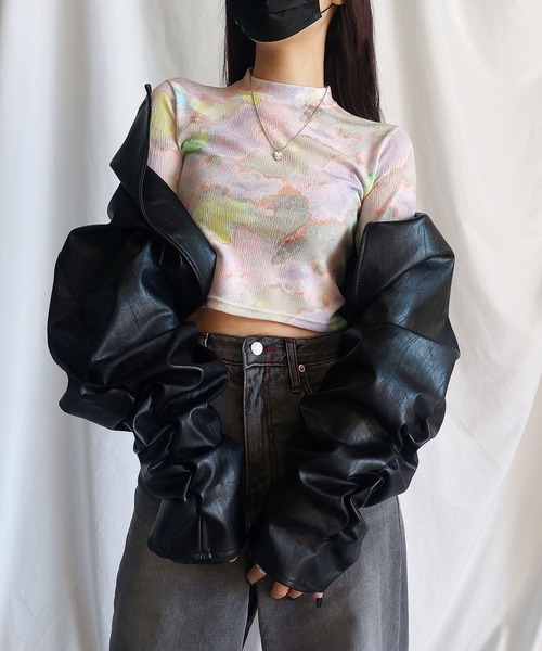 me+em select(ミームセレクト)の「ジェムストーンマーブルショートトップス / gem stone marble short tops 【 韓国製 】(Tシャツ/カットソー・レディース・ブルー/カーキ/ピンク・FREE)」の17枚目の写真
