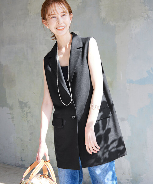 SLOBE IENA（スローブイエナ）の「リネン混 テーラードジレ（ベスト・レディース・ブラック/ブラウン・FREE）」の6枚目の写真