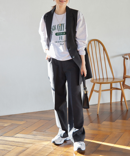 ★試着のみ★IENA ベルテッドジレ ベスト テーラード ストライプ　グレー ☆試着のみ☆IENA ベルテッドジレ ベスト テーラード ストライプ