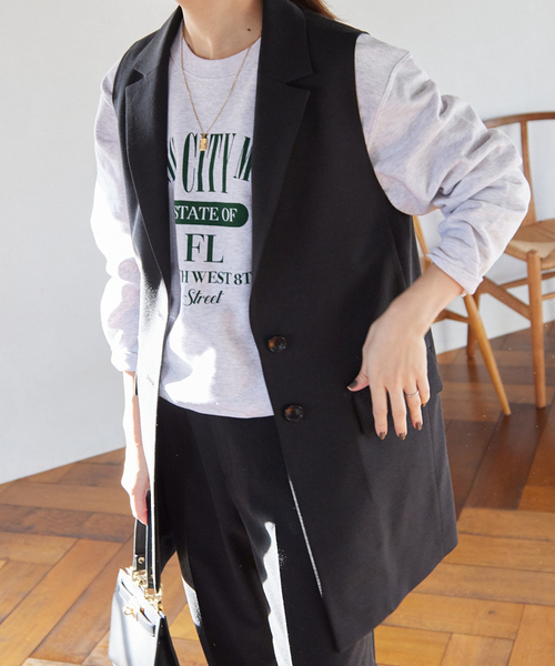 ★試着のみ★IENA ベルテッドジレ ベスト テーラード ストライプ　グレー ☆試着のみ☆IENA ベルテッドジレ ベスト テーラード ストライプ