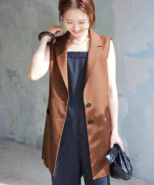 SLOBE IENA（スローブイエナ）の「リネン混 テーラードジレ（ベスト・レディース・ブラック/ブラウン・FREE）」の21枚目の写真