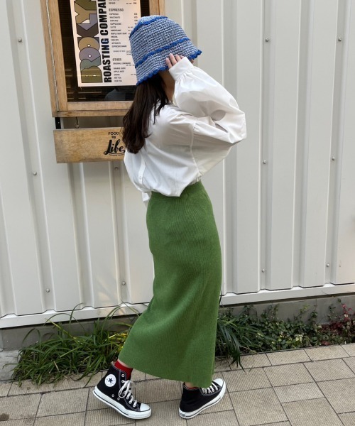 nemne store（ネンネストア）の「【nemne】配色ライン入りかぎ針バケットハット（ハット・レディース・ベージュ/アイボリー/ブルー・フリー）」の11枚目の写真