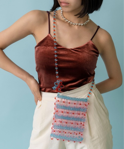 Casselini（キャセリーニ）の「Casselini(キャセリーニ)ミックスビーズポシェット（ショルダーバッグ・レディース・ブルー/ブラック/クリア/アイボリー・FREE）」の3枚目の写真