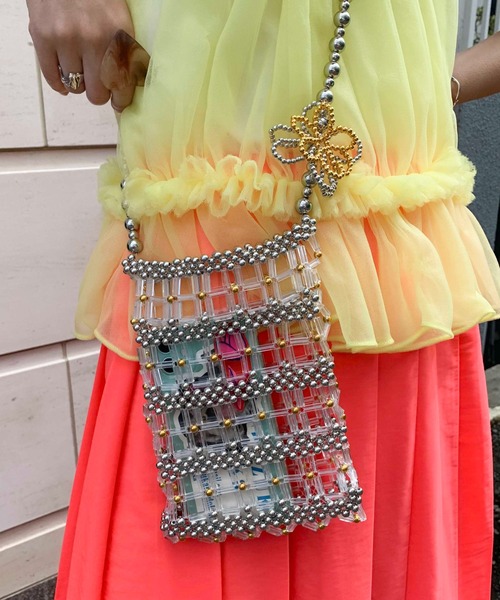 Casselini（キャセリーニ）の「Casselini(キャセリーニ)ミックスビーズポシェット（ショルダーバッグ・レディース・ブルー/ブラック/クリア/アイボリー・FREE）」の4枚目の写真