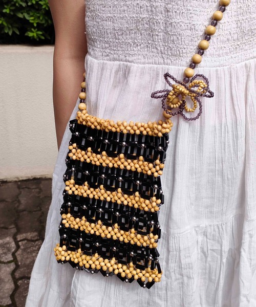 Casselini（キャセリーニ）の「Casselini(キャセリーニ)ミックスビーズポシェット（ショルダーバッグ・レディース・ブルー/ブラック/クリア/アイボリー・FREE）」の14枚目の写真