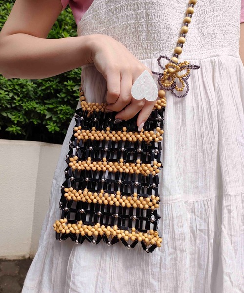 Casselini（キャセリーニ）の「Casselini(キャセリーニ)ミックスビーズポシェット（ショルダーバッグ・レディース・ブルー/ブラック/クリア/アイボリー・FREE）」の15枚目の写真