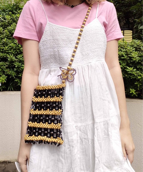 Casselini（キャセリーニ）の「Casselini(キャセリーニ)ミックスビーズポシェット（ショルダーバッグ・レディース・ブルー/ブラック/クリア/アイボリー・FREE）」の16枚目の写真