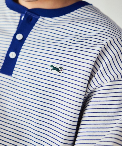 TOWNCRAFT（タウンクラフト）の「TOWN CRAFT/タウンクラフト 別注 ピンボーダーヘンリーネック ロングスリーブTシャツ/ロンT（Tシャツ/カットソー・メンズ・ブラック/ホワイト/ブルー/オリーブ・LARGE/MEDIUM）」の11枚目の写真