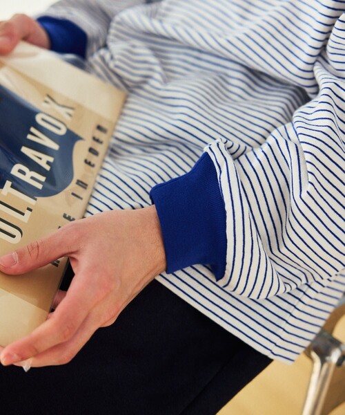 TOWNCRAFT（タウンクラフト）の「TOWN CRAFT/タウンクラフト 別注 ピンボーダーヘンリーネック ロングスリーブTシャツ/ロンT（Tシャツ/カットソー・メンズ・ブラック/ホワイト/ブルー/オリーブ・LARGE/MEDIUM）」の12枚目の写真