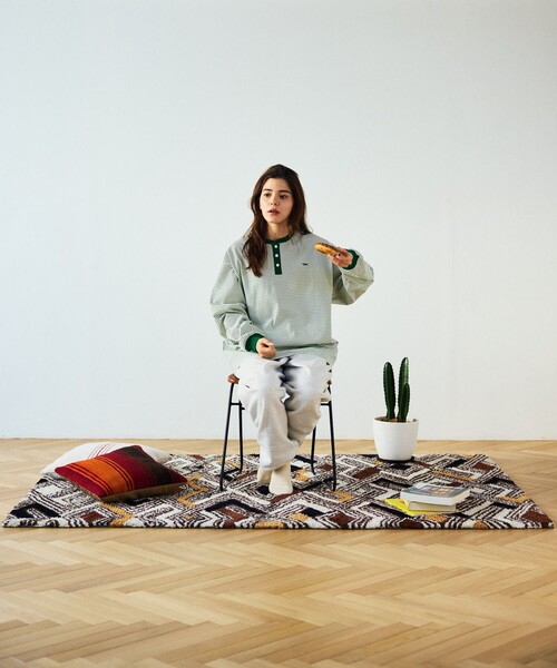 TOWNCRAFT（タウンクラフト）の「TOWN CRAFT/タウンクラフト 別注 ピンボーダーヘンリーネック ロングスリーブTシャツ/ロンT（Tシャツ/カットソー・メンズ・ブラック/ホワイト/ブルー/オリーブ・LARGE/MEDIUM）」の13枚目の写真