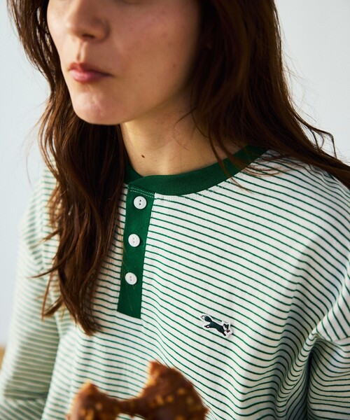 TOWNCRAFT（タウンクラフト）の「TOWN CRAFT/タウンクラフト 別注 ピンボーダーヘンリーネック ロングスリーブTシャツ/ロンT（Tシャツ/カットソー・メンズ・ブラック/ホワイト/ブルー/オリーブ・LARGE/MEDIUM）」の19枚目の写真