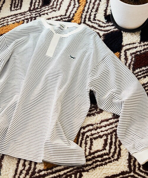 TOWNCRAFT（タウンクラフト）の「TOWN CRAFT/タウンクラフト 別注 ピンボーダーヘンリーネック ロングスリーブTシャツ/ロンT（Tシャツ/カットソー・メンズ・ブラック/ホワイト/ブルー/オリーブ・LARGE/MEDIUM）」の22枚目の写真