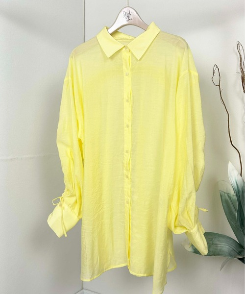 Meli rich(メリーリッチ)の「バックドロストシアーシャツ(シャツ/ブラウス・レディース・パープル/ブラック/イエロー/オフホワイト・FREE)」の6枚目の写真