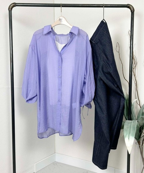 Meli rich(メリーリッチ)の「バックドロストシアーシャツ(シャツ/ブラウス・レディース・パープル/ブラック/イエロー/オフホワイト・FREE)」の19枚目の写真