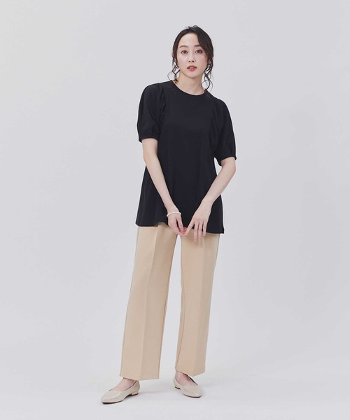 HONEYSUCKLE ROSE(ハニーサックルローズ)の「HONEYSUCKLE ROSE(ハニーサックルローズ)ドレスTギャザー半袖T(Tシャツ/カットソー・レディース・ブラック/ホワイト/ダークグレー・S/L/XL/M)」の8枚目の写真