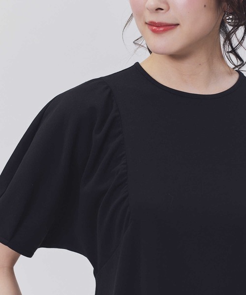 HONEYSUCKLE ROSE(ハニーサックルローズ)の「HONEYSUCKLE ROSE(ハニーサックルローズ)ドレスTギャザー半袖T(Tシャツ/カットソー・レディース・ブラック/ホワイト/ダークグレー・S/L/XL/M)」の9枚目の写真